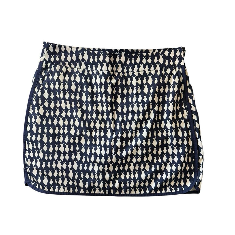 Vineyard Vines Performance Skirt Skort 8 Navy Blue White Diamond Fish Sports